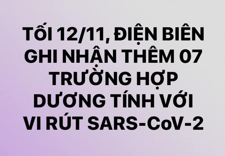 TỐI 12/11, ĐIỆN BIÊN GHI NHẬN THÊM 07 TRƯỜNG HỢP DƯƠNG TÍNH VỚI VI RÚT SARS - CoV-2