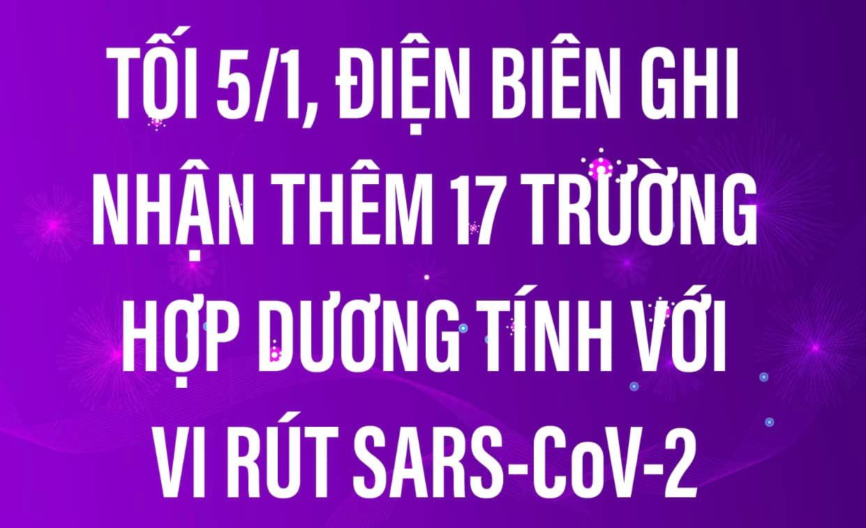 TỐI 5/1, ĐIỆN BIÊN GHI NHẬN THÊM 17 TRƯỜNG HỢP DƯƠNG TÍNH VỚI VI RÚT SARS - CoV-2