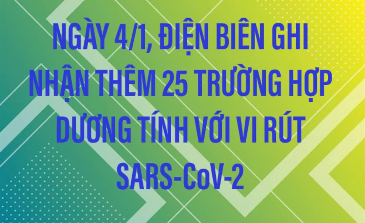 NGÀY 4/1, ĐIỆN BIÊN GHI NHẬN THÊM 25 TRƯỜNG HỢP DƯƠNG TÍNH VỚI VI RÚT SARS - CoV-2