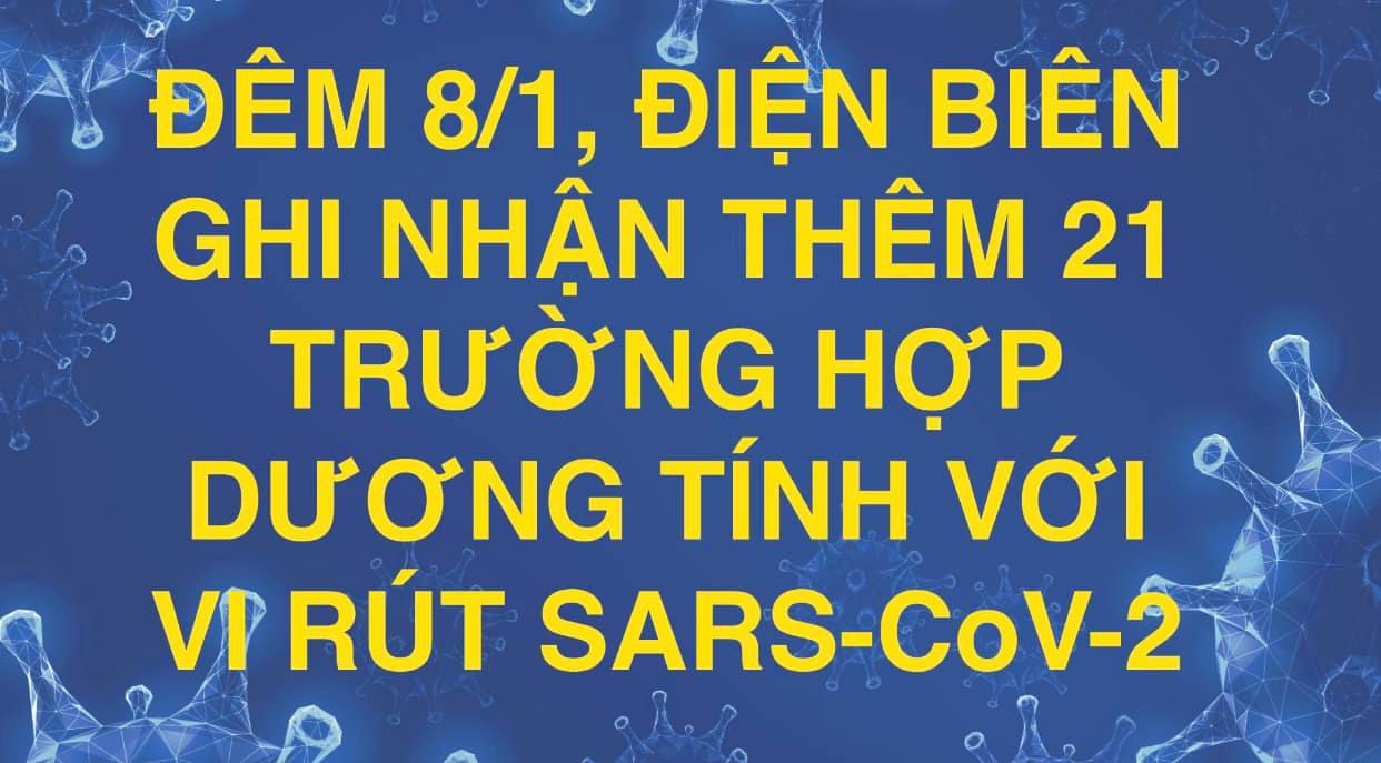 ĐÊM 8/1, ĐIỆN BIÊN GHI NHẬN THÊM 21 TRƯỜNG HỢP DƯƠNG TÍNH VỚI VI RÚT SARS - CoV-2