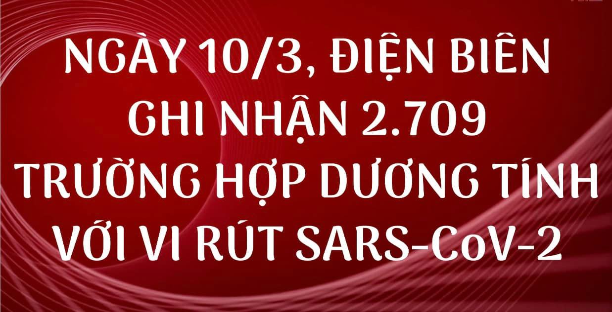 NGÀY 10/3, ĐIỆN BIÊN GHI NHẬN THÊM 2.709 TRƯỜNG HỢP DƯƠNG TÍNH VỚI VI RÚT SARS - CoV-2