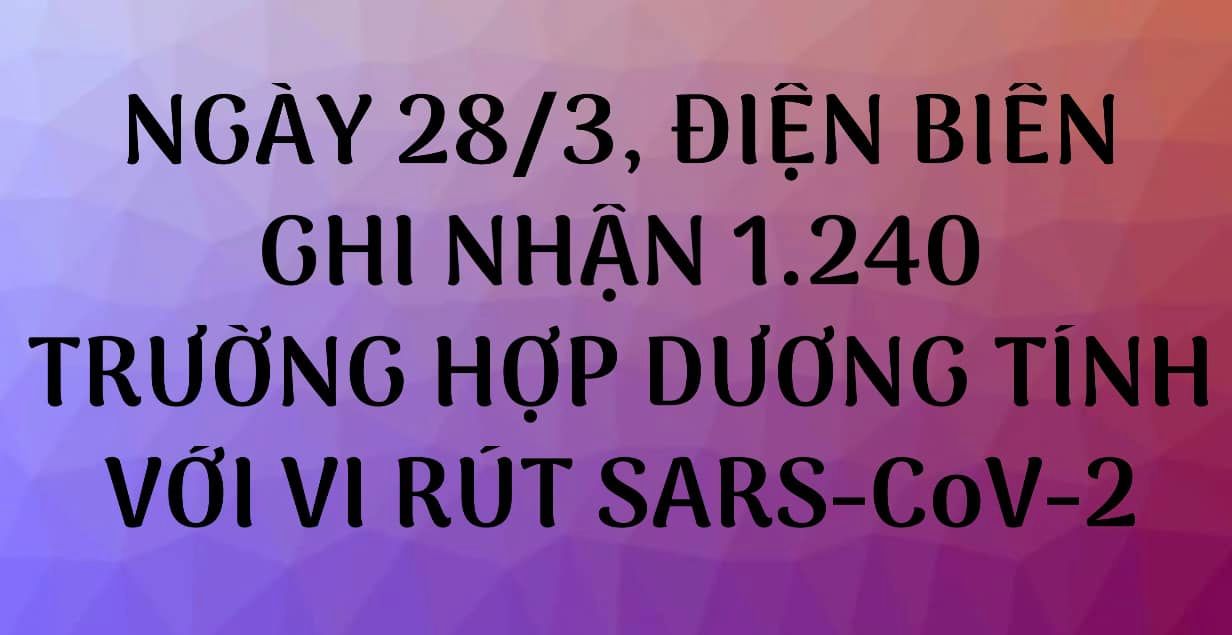 NGÀY 28/3, ĐIỆN BIÊN GHI NHẬN THÊM 1.240 TRƯỜNG HỢP DƯƠNG TÍNH VỚI VI RÚT SARS - CoV-2