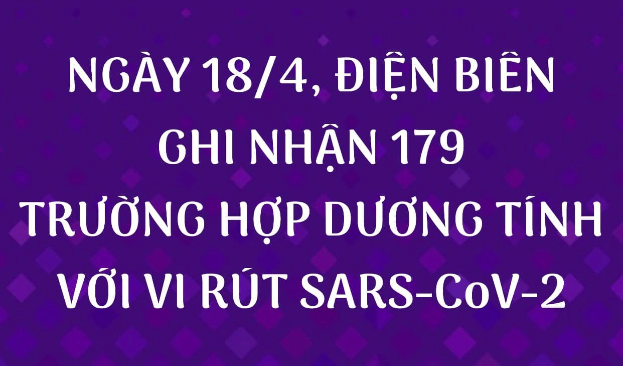 NGÀY 18/4, ĐIỆN BIÊN GHI NHẬN THÊM 179 TRƯỜNG HỢP DƯƠNG TÍNH VỚI VI RÚT SARS - CoV-2